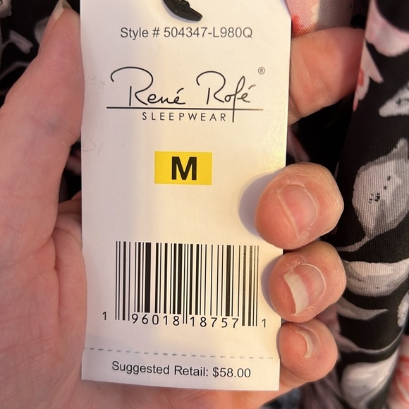 NWT Rene Rofe Floral Women's Robe - Black and Pink Robe ONLY - Picture 4 of 6